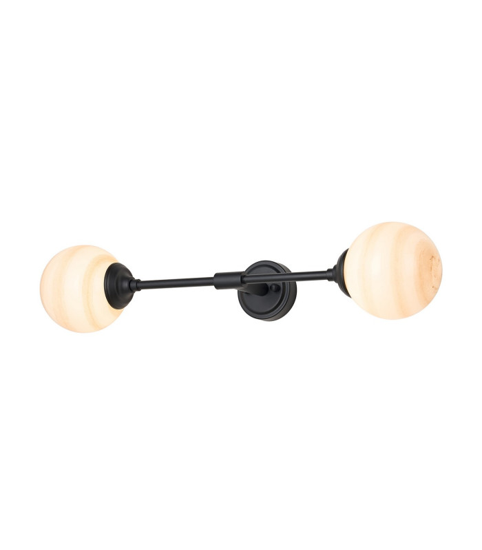 Richmond Ceiling/Wall Light Linear 2 Light G9 IP44 Satin Black/Brown/White Round Marble Effect Glass-1