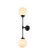 Richmond Ceiling/Wall Light Linear 2 Light G9 IP44 Satin Black/Brown/White Round Marble Effect Glass-5
