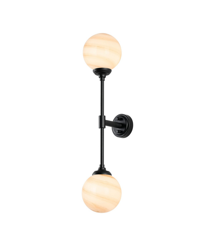 Richmond Ceiling/Wall Light Linear 2 Light G9 IP44 Satin Black/Brown/White Round Marble Effect Glass-5