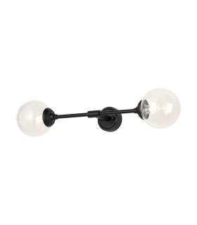 Richmond Ceiling/Wall Light Linear 2 Light G9 IP44 Satin Black/Clear Smooth Round Glass-1