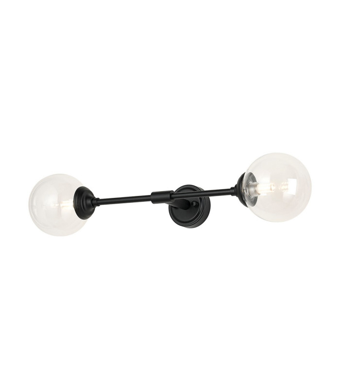 Richmond Ceiling/Wall Light Linear 2 Light G9 IP44 Satin Black/Clear Smooth Round Glass-1