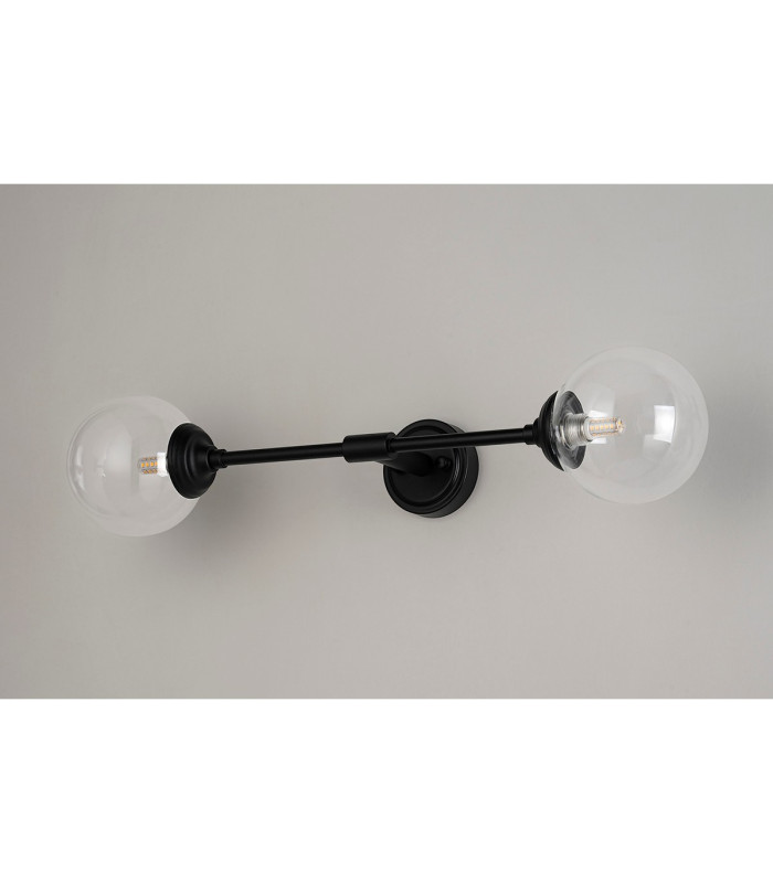 Richmond Ceiling/Wall Light Linear 2 Light G9 IP44 Satin Black/Clear Smooth Round Glass-10
