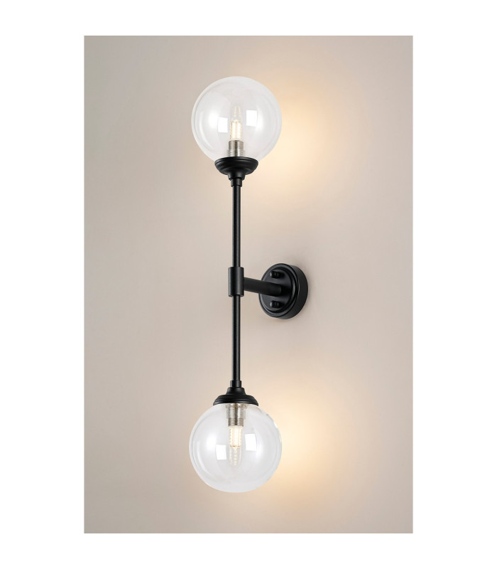 Richmond Ceiling/Wall Light Linear 2 Light G9 IP44 Satin Black/Clear Smooth Round Glass-11