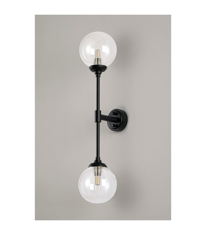 Richmond Ceiling/Wall Light Linear 2 Light G9 IP44 Satin Black/Clear Smooth Round Glass-12