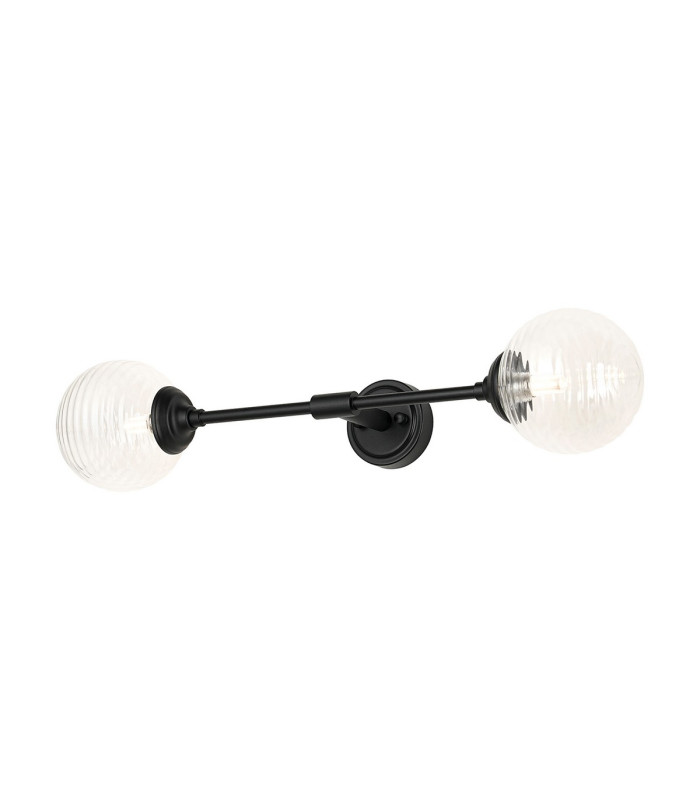Richmond Ceiling/Wall Light Linear 2 Light G9 IP44 Satin Black/Clear Ribbed Round Glass-1
