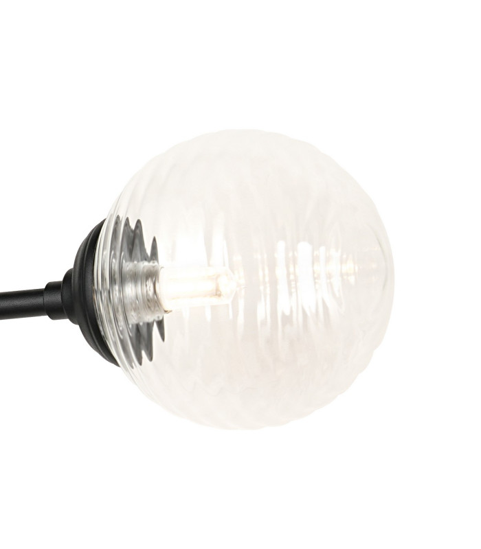 Richmond Ceiling/Wall Light Linear 2 Light G9 IP44 Satin Black/Clear Ribbed Round Glass-6
