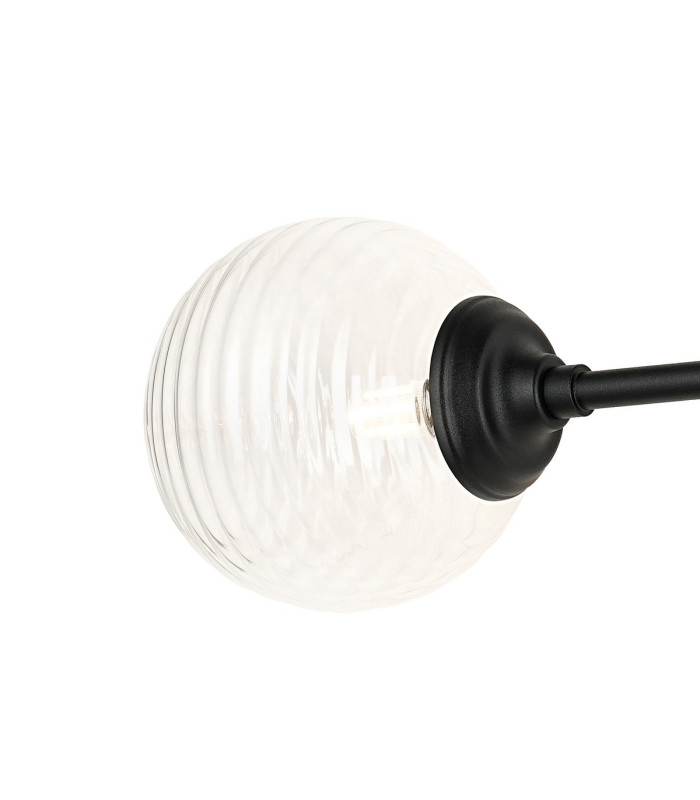 Richmond Ceiling/Wall Light Linear 2 Light G9 IP44 Satin Black/Clear Ribbed Round Glass-7
