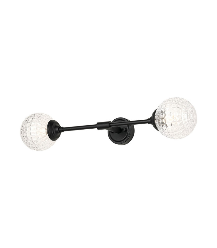 Richmond Ceiling/Wall Light Linear 2 Light G9 IP44 Satin Black/Clear Cross Pattern Round Glass-1