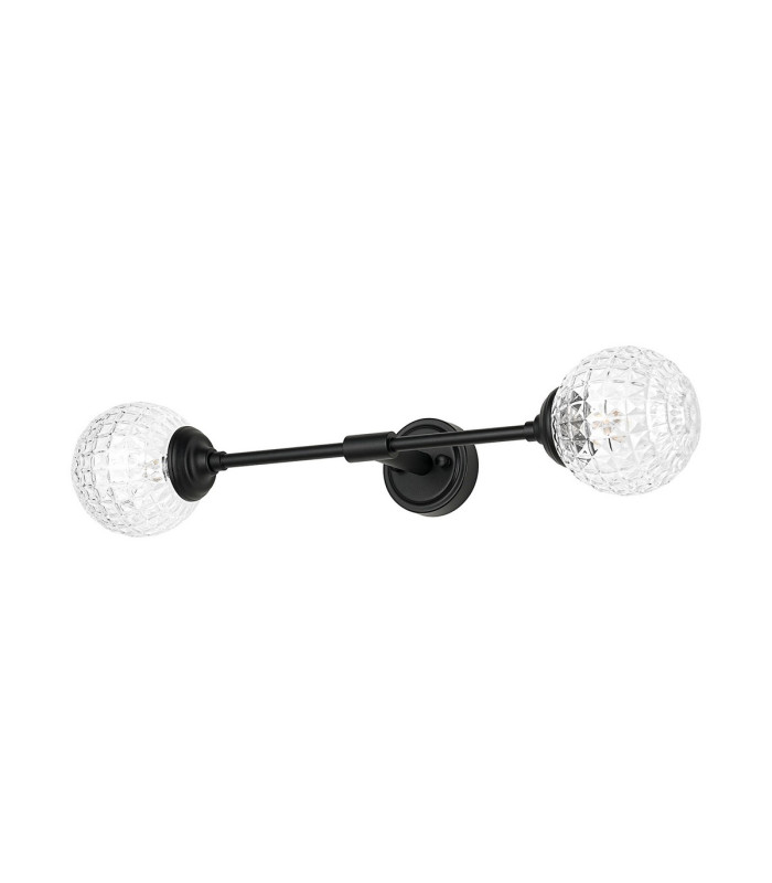 Richmond Ceiling/Wall Light Linear 2 Light G9 IP44 Satin Black/Clear Cross Pattern Round Glass-4