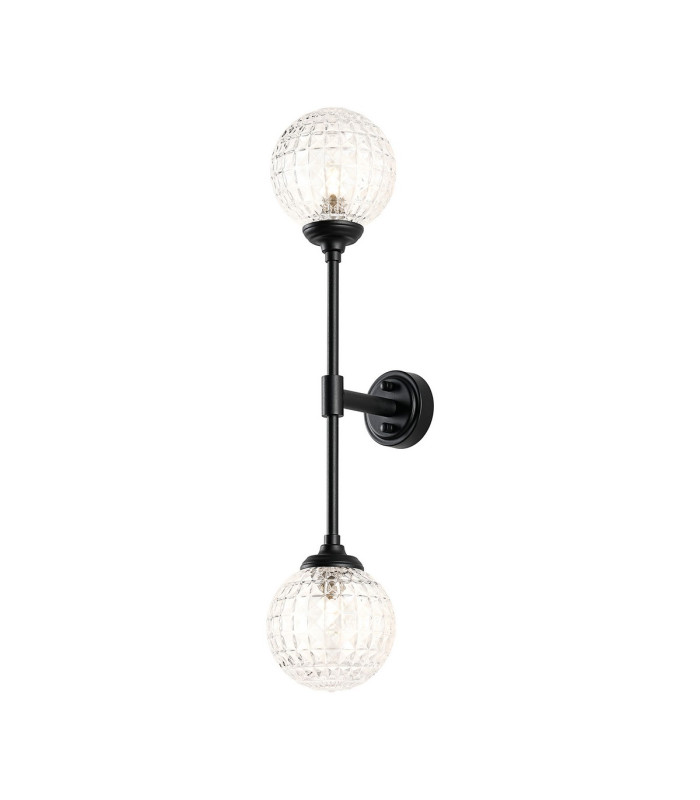 Richmond Ceiling/Wall Light Linear 2 Light G9 IP44 Satin Black/Clear Cross Pattern Round Glass-5