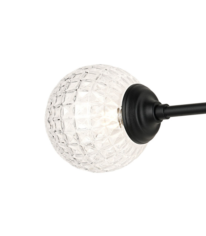 Richmond Ceiling/Wall Light Linear 2 Light G9 IP44 Satin Black/Clear Cross Pattern Round Glass-7