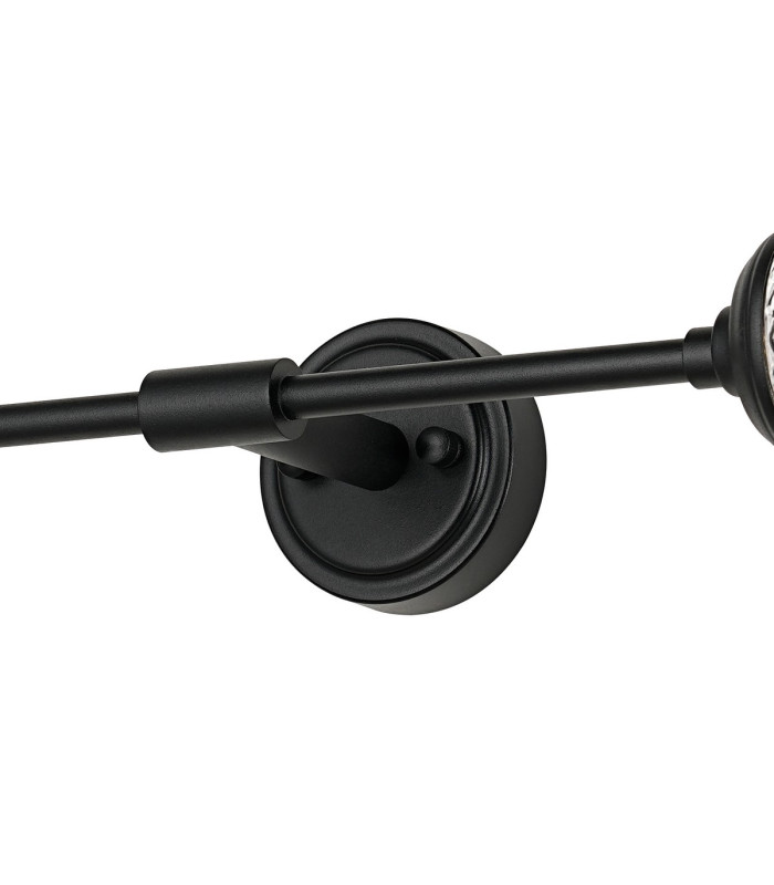Richmond Ceiling/Wall Light Linear 2 Light G9 IP44 Satin Black/Clear Cross Pattern Round Glass-8
