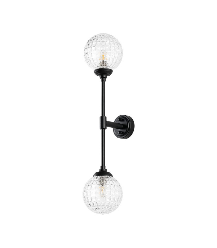 Richmond Ceiling/Wall Light Linear 2 Light G9 IP44 Satin Black/Clear Cross Pattern Round Glass-9