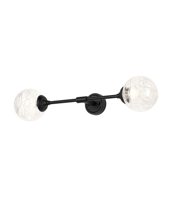 Richmond Ceiling/Wall Light Linear 2 Light G9 IP44 Satin Black/Clear Dune Effect Round Glass-1