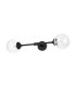 Richmond Ceiling/Wall Light Linear 2 Light G9 IP44 Satin Black/Clear Dune Effect Round Glass-4