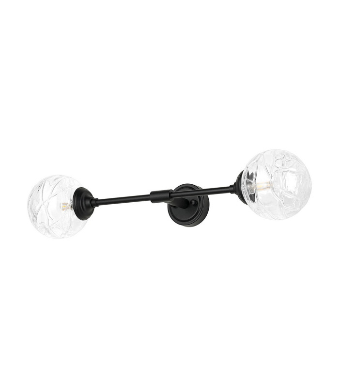 Richmond Ceiling/Wall Light Linear 2 Light G9 IP44 Satin Black/Clear Dune Effect Round Glass-4