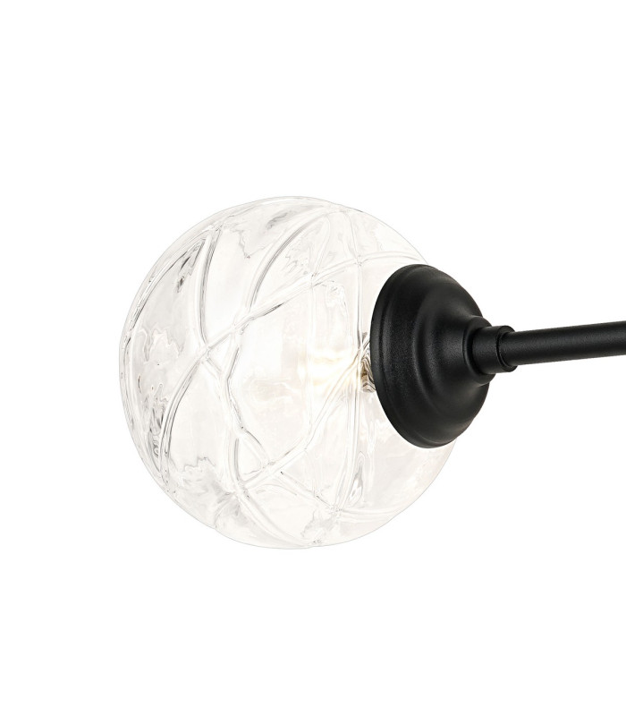 Richmond Ceiling/Wall Light Linear 2 Light G9 IP44 Satin Black/Clear Dune Effect Round Glass-7