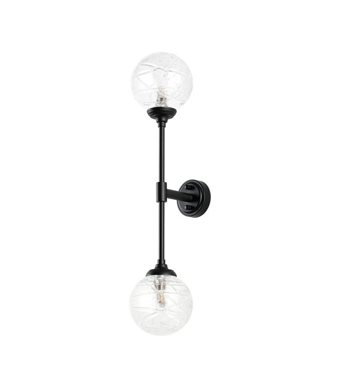 Richmond Ceiling/Wall Light Linear 2 Light G9 IP44 Satin Black/Clear Dune Effect Round Glass-9