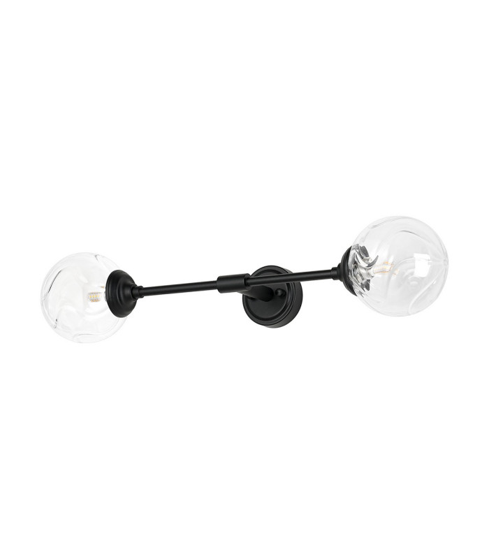 Richmond Ceiling/Wall Light Linear 2 Light G9 IP44 Satin Black/Clear Waved Round Glass-4