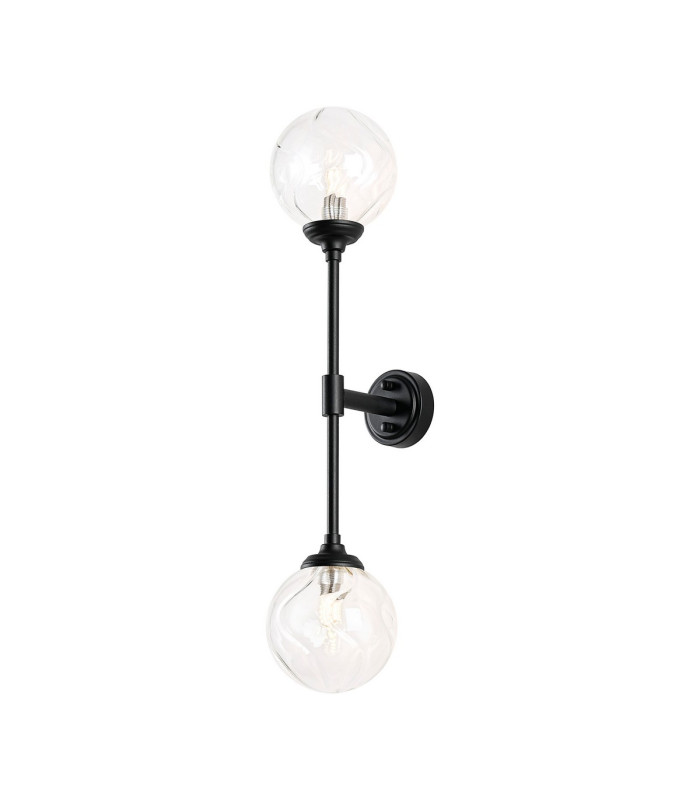 Richmond Ceiling/Wall Light Linear 2 Light G9 IP44 Satin Black/Clear Waved Round Glass-5