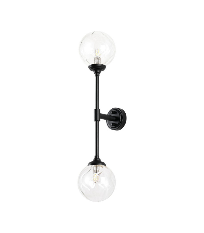 Richmond Ceiling/Wall Light Linear 2 Light G9 IP44 Satin Black/Clear Waved Round Glass-9