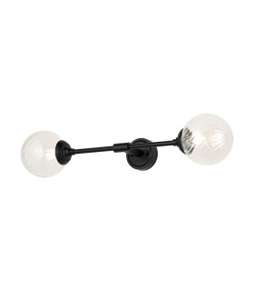 Richmond Ceiling/Wall Light Linear 2 Light G9 IP44 Satin Black/Clear Swirl Round Glass-1