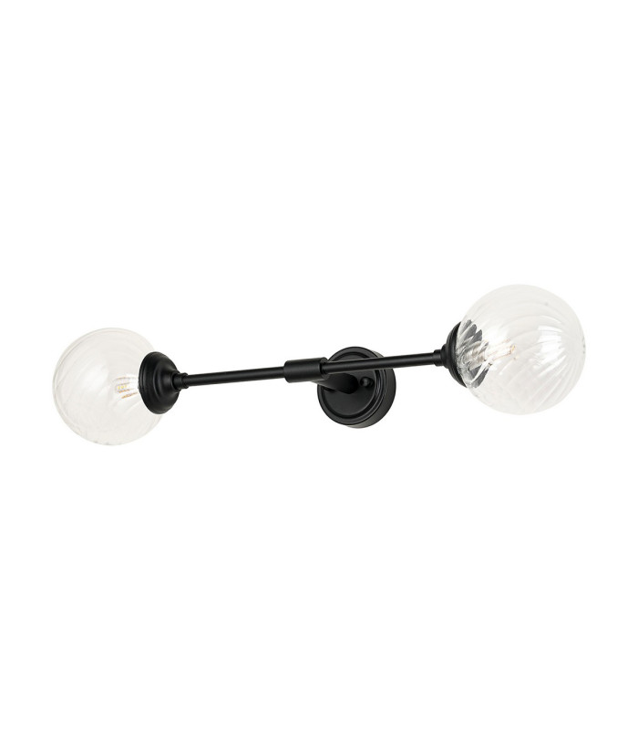 Richmond Ceiling/Wall Light Linear 2 Light G9 IP44 Satin Black/Clear Swirl Round Glass-4
