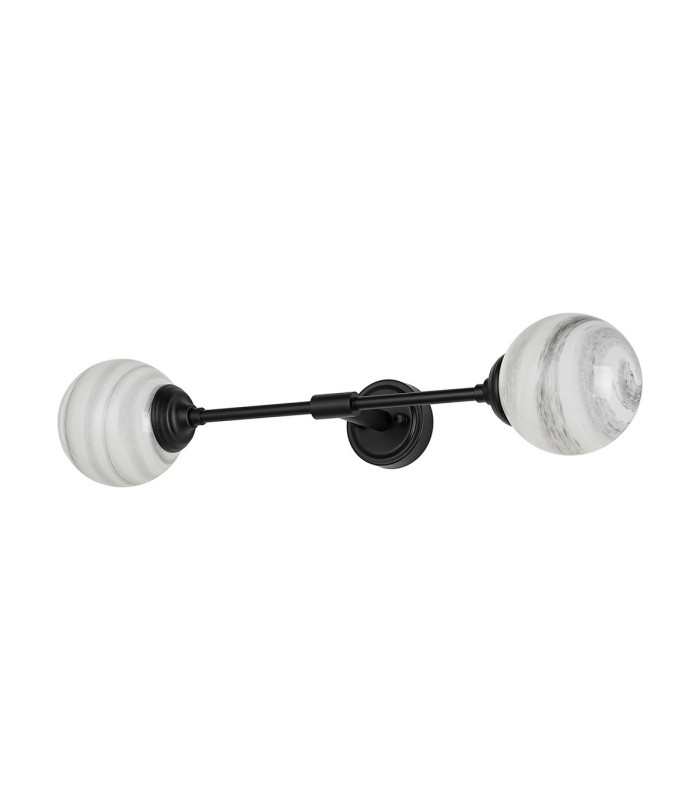 Richmond Ceiling/Wall Light Linear 2 Light G9 IP44 Satin Black/Grey/White Round Marble Effect Glass-4
