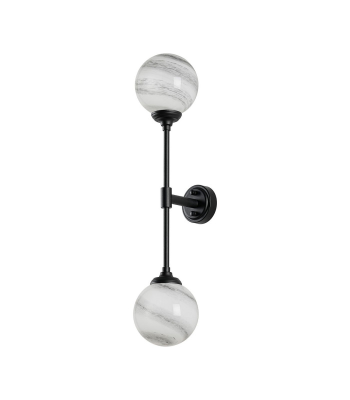 Richmond Ceiling/Wall Light Linear 2 Light G9 IP44 Satin Black/Grey/White Round Marble Effect Glass-9