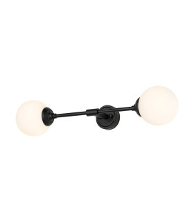 Richmond Ceiling/Wall Light Linear 2 Light G9 IP44 Satin Black/Opal Smooth Round Glass-1