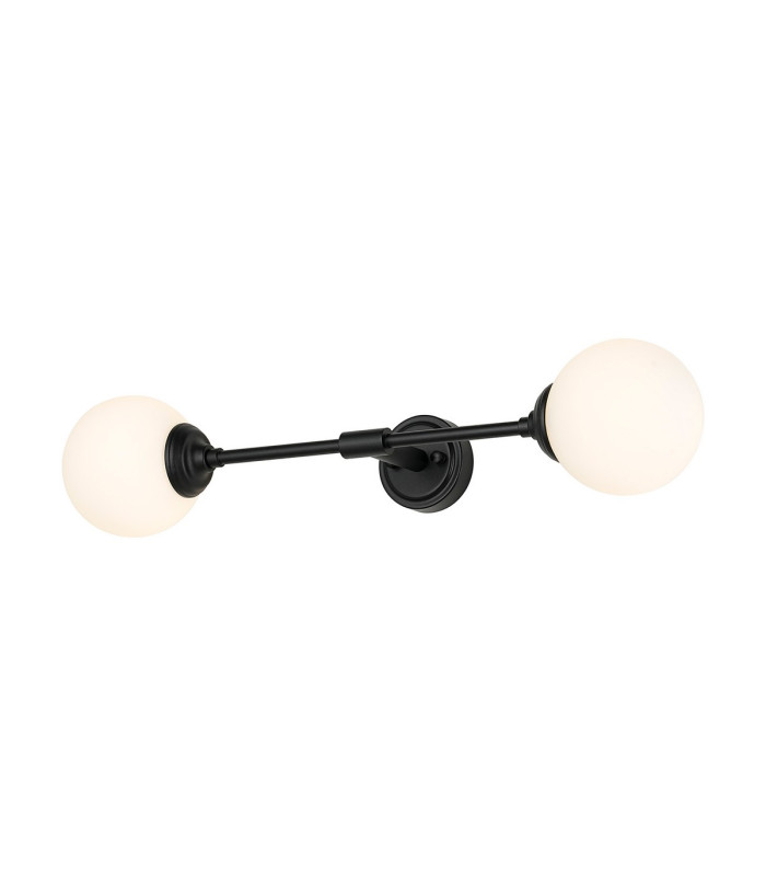 Richmond Ceiling/Wall Light Linear 2 Light G9 IP44 Satin Black/Opal Smooth Round Glass-1