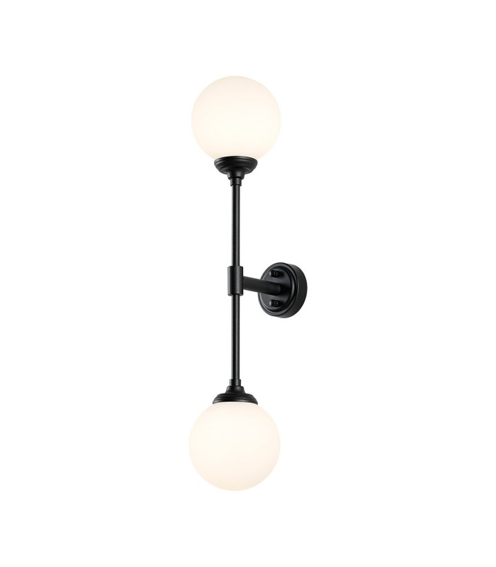 Richmond Ceiling/Wall Light Linear 2 Light G9 IP44 Satin Black/Opal Smooth Round Glass-5