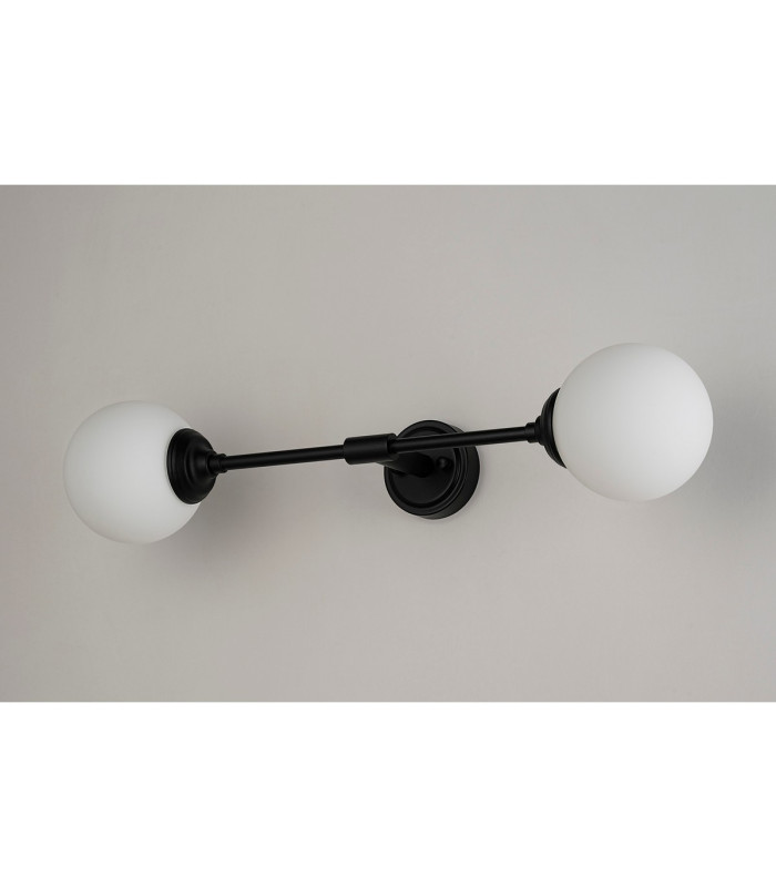 Richmond Ceiling/Wall Light Linear 2 Light G9 IP44 Satin Black/Opal Smooth Round Glass-10