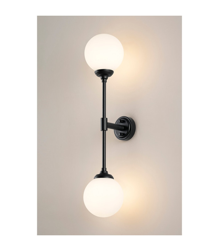 Richmond Ceiling/Wall Light Linear 2 Light G9 IP44 Satin Black/Opal Smooth Round Glass-11