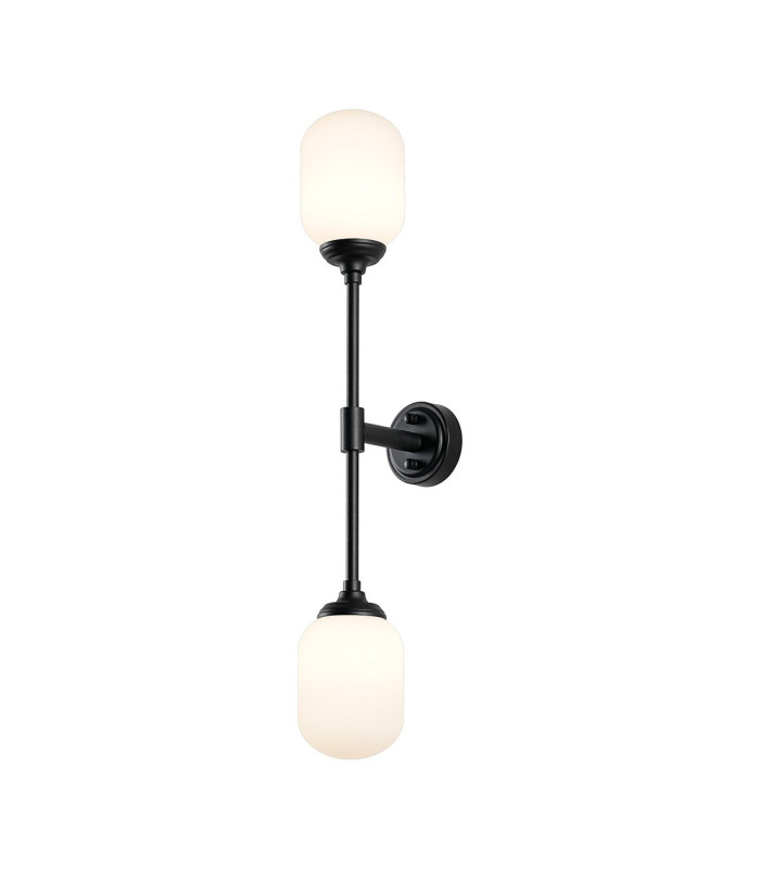 Richmond Ceiling/Wall Light Linear 2 Light G9 IP44 Satin Black/Opal Smooth Tubular Glass-5
