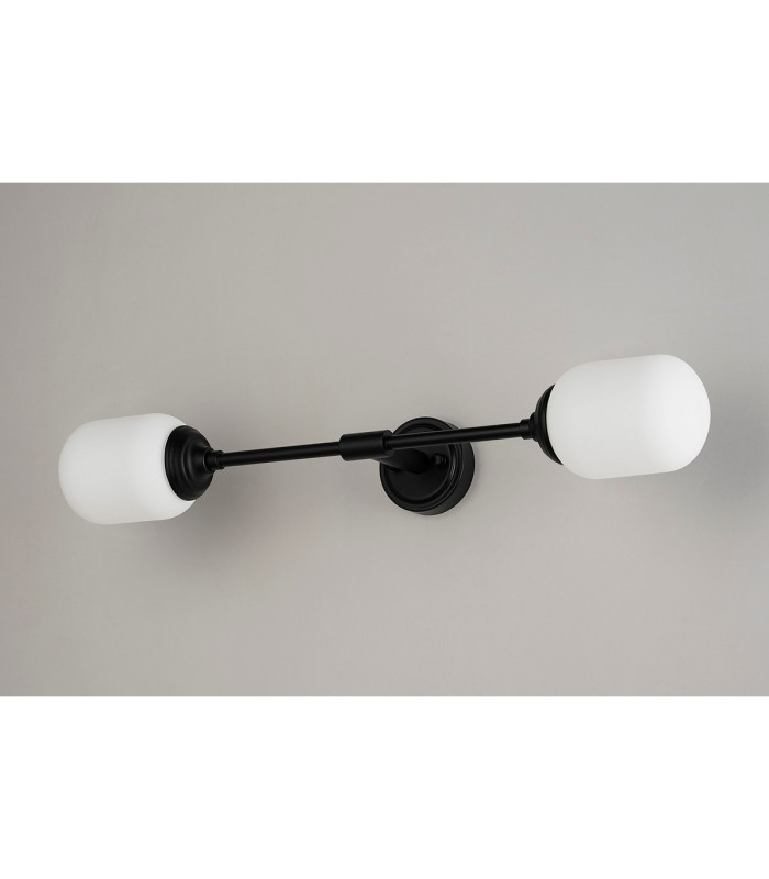 Richmond Ceiling/Wall Light Linear 2 Light G9 IP44 Satin Black/Opal Smooth Tubular Glass-10