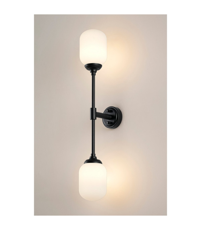 Richmond Ceiling/Wall Light Linear 2 Light G9 IP44 Satin Black/Opal Smooth Tubular Glass-11
