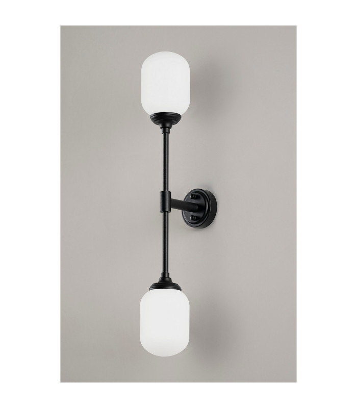 Richmond Ceiling/Wall Light Linear 2 Light G9 IP44 Satin Black/Opal Smooth Tubular Glass-12