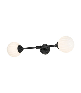 Richmond Ceiling/Wall Light Linear 2 Light G9 IP44 Satin Black/Opal Round Segment Glass-1