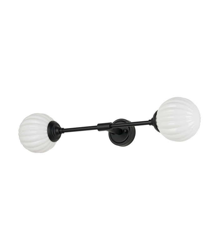 Richmond Ceiling/Wall Light Linear 2 Light G9 IP44 Satin Black/Opal Round Segment Glass-4