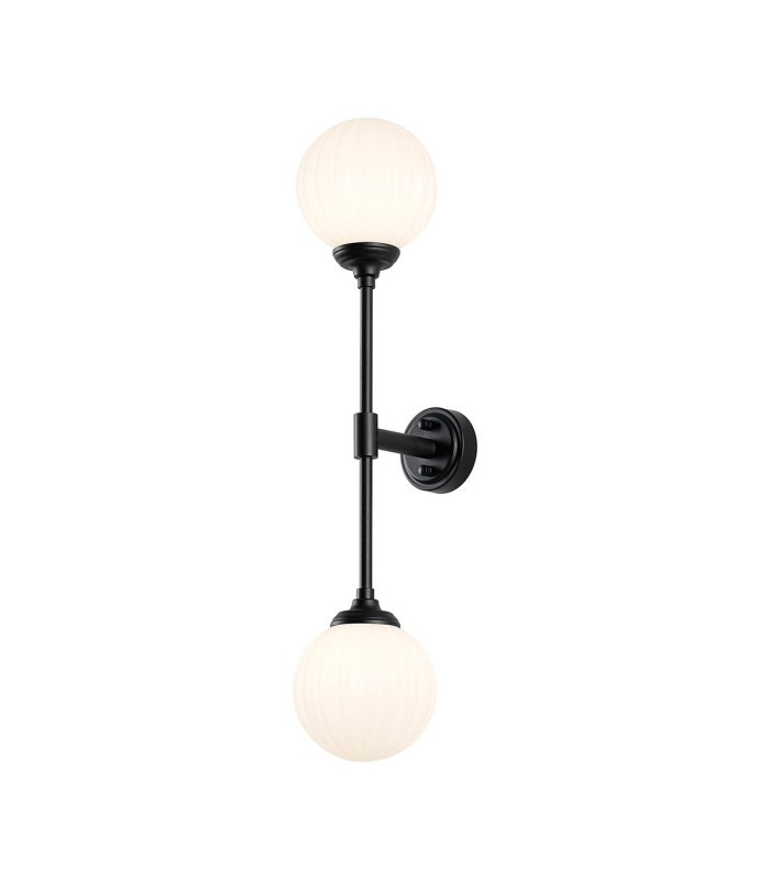 Richmond Ceiling/Wall Light Linear 2 Light G9 IP44 Satin Black/Opal Round Segment Glass-5