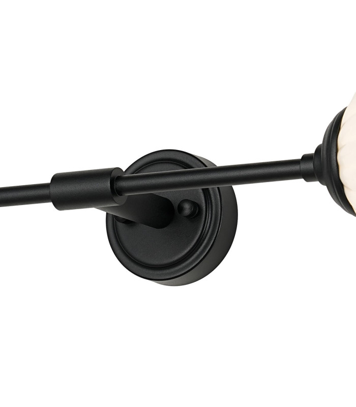 Richmond Ceiling/Wall Light Linear 2 Light G9 IP44 Satin Black/Opal Round Segment Glass-8