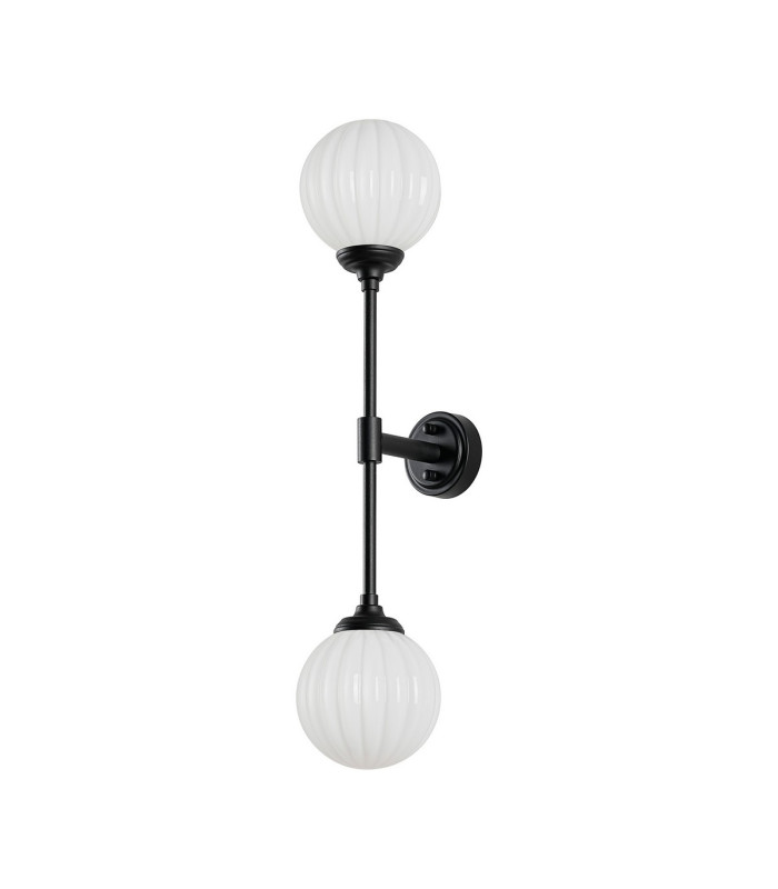 Richmond Ceiling/Wall Light Linear 2 Light G9 IP44 Satin Black/Opal Round Segment Glass-9