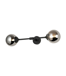 Richmond Ceiling/Wall Light Linear 2 Light G9 IP44 Satin Black/Smoke Smooth Round Glass-1