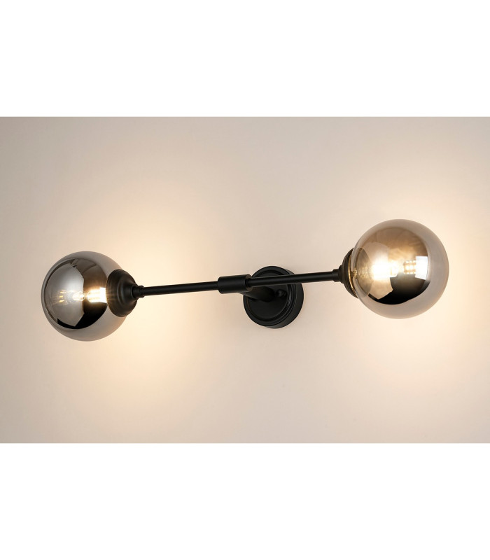 Richmond Ceiling/Wall Light Linear 2 Light G9 IP44 Satin Black/Smoke Smooth Round Glass-3