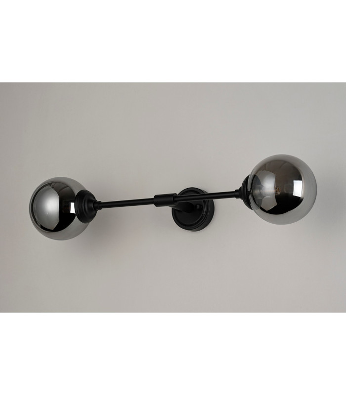 Richmond Ceiling/Wall Light Linear 2 Light G9 IP44 Satin Black/Smoke Smooth Round Glass-10
