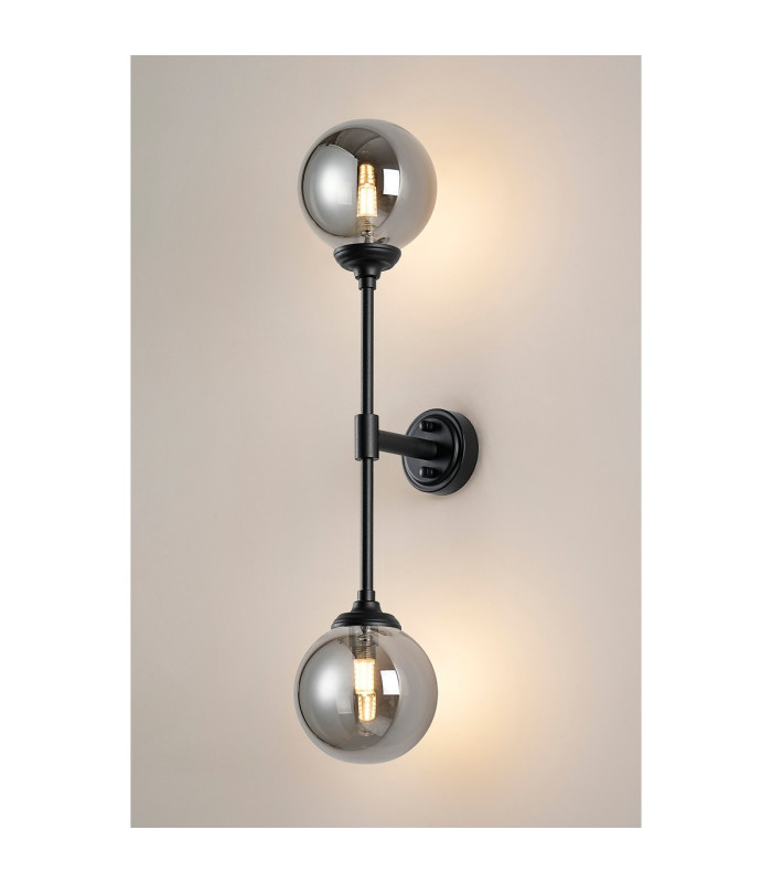 Richmond Ceiling/Wall Light Linear 2 Light G9 IP44 Satin Black/Smoke Smooth Round Glass-11
