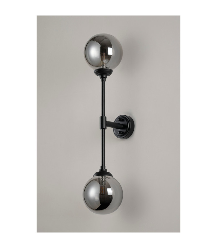 Richmond Ceiling/Wall Light Linear 2 Light G9 IP44 Satin Black/Smoke Smooth Round Glass-12