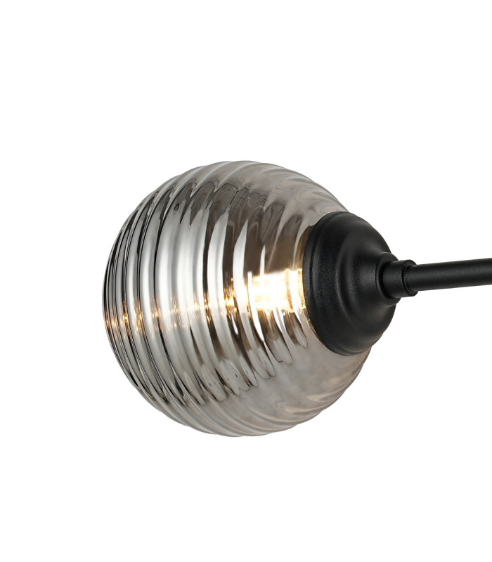 Richmond Ceiling/Wall Light Linear 2 Light G9 IP44 Satin Black/Smoke Ribbed Round Glass-7