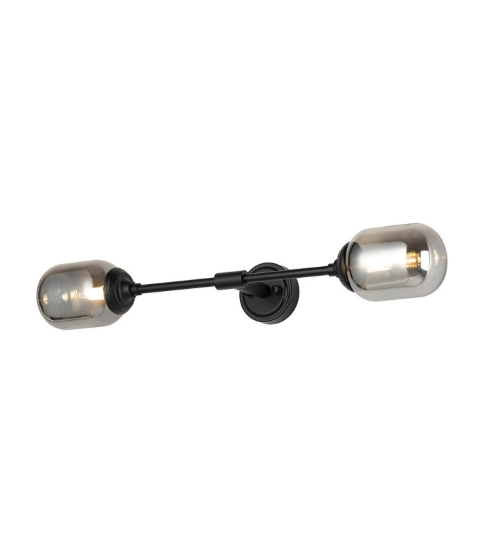 Richmond Ceiling/Wall Light Linear 2 Light G9 IP44 Satin Black/Smoke Smooth Tubular Glass-1